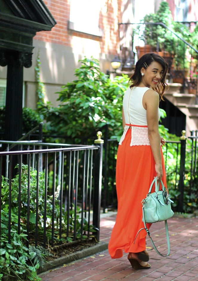 Orange skirt what color top sales