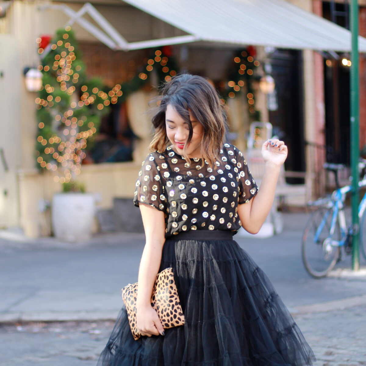 Black tulle skirt with pearls shop