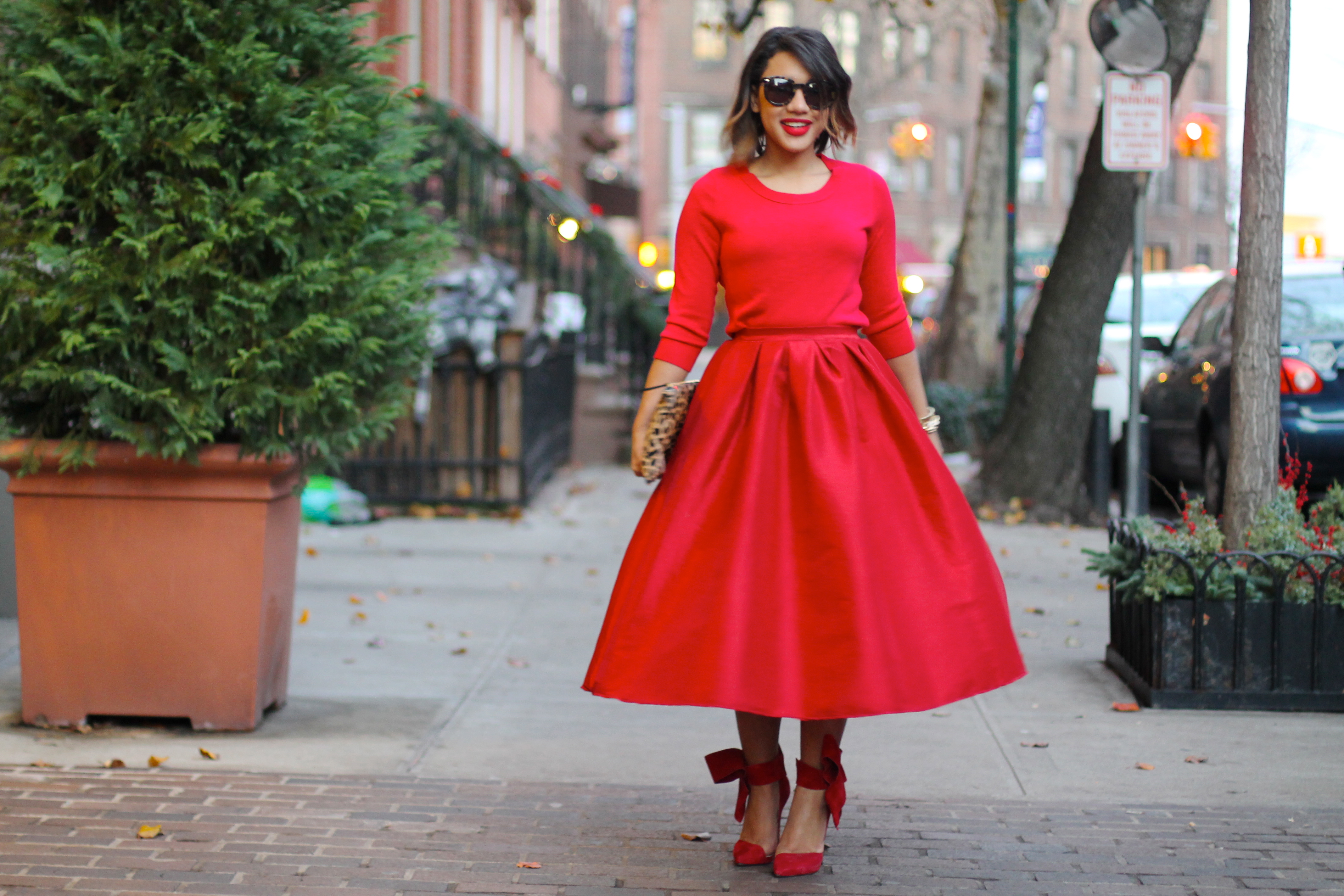 red dress red shoes red skirt red outfit holiday outfit red midi skirt full red midi skirt red midi skirt full midi skirt midi skirt red blogger look all red blogger look red look red outfit red style all red blogger look black fashion blogger black fashion blogger fashion blogger red bow shoes big red bow holiday look what to wear to a holiday party holiday party style holiday style 