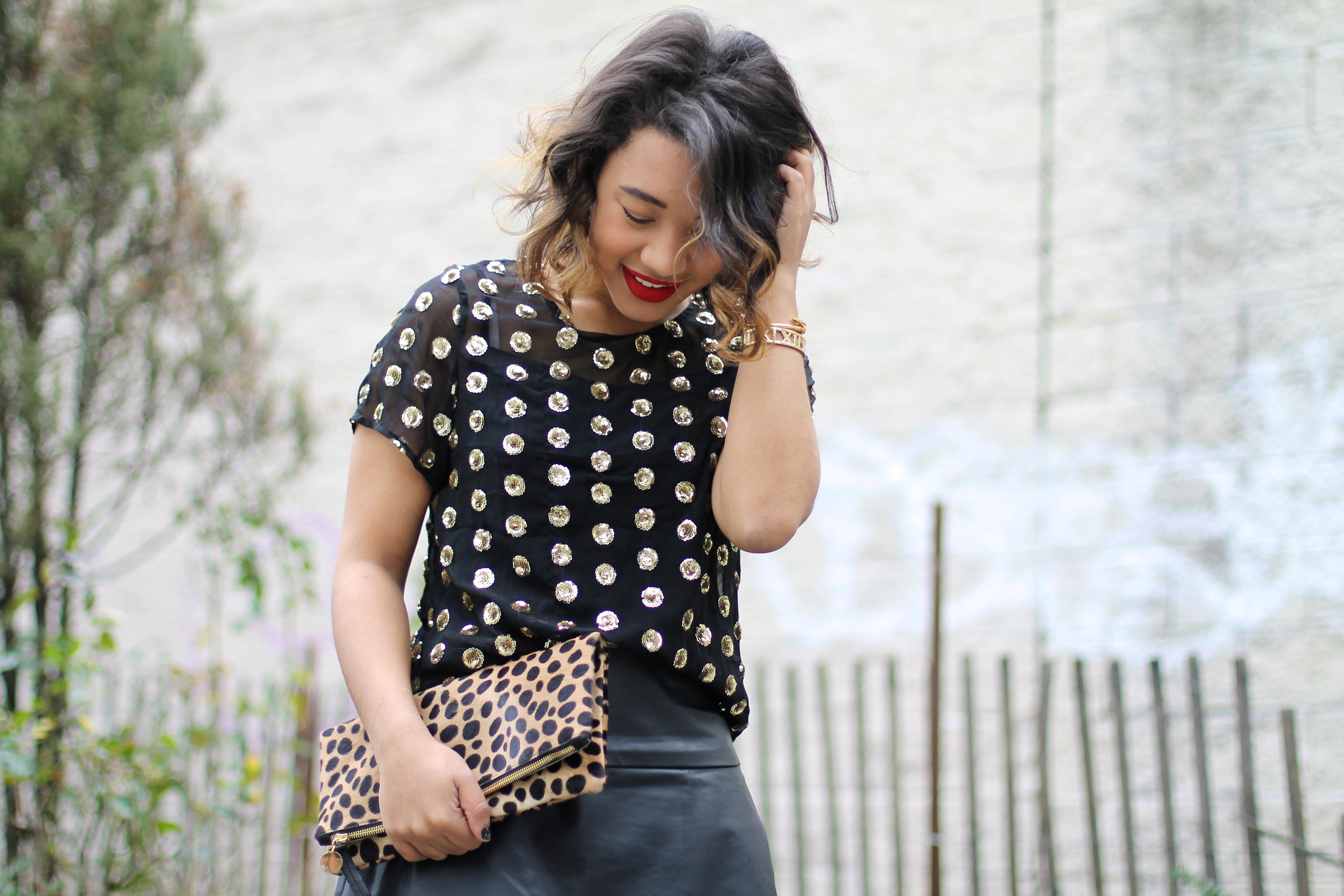 Sequin polka deals dot top