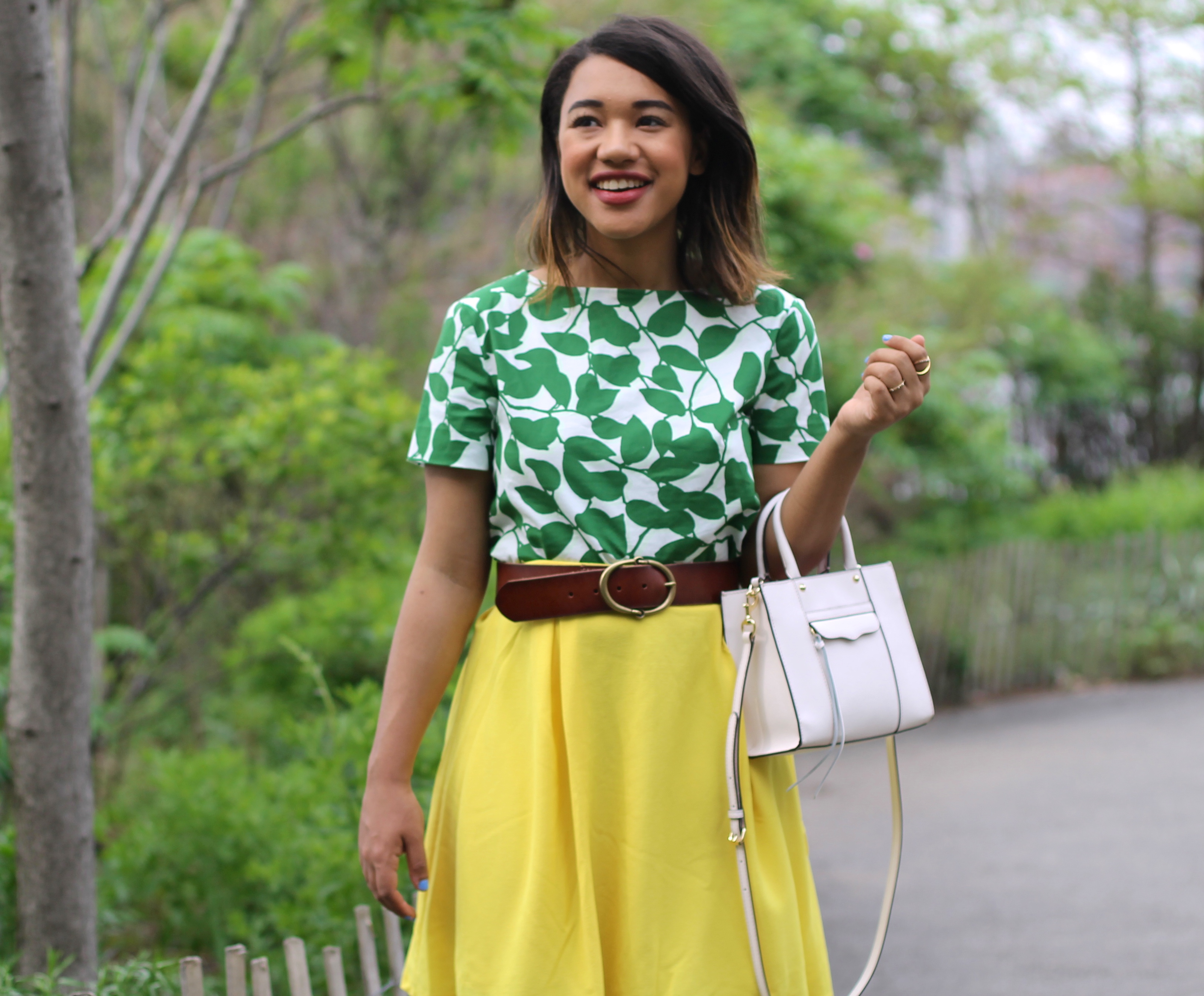 yellow and green green and yellow blair waldorf style look of the day blogger style kate spade blogger kate spade fashion blog kate spade blog kate spade crop top yellow skirt yellow crop top summer style spring style new york style fashion bloggers to follow fashion blogger new york new york fashion blogger