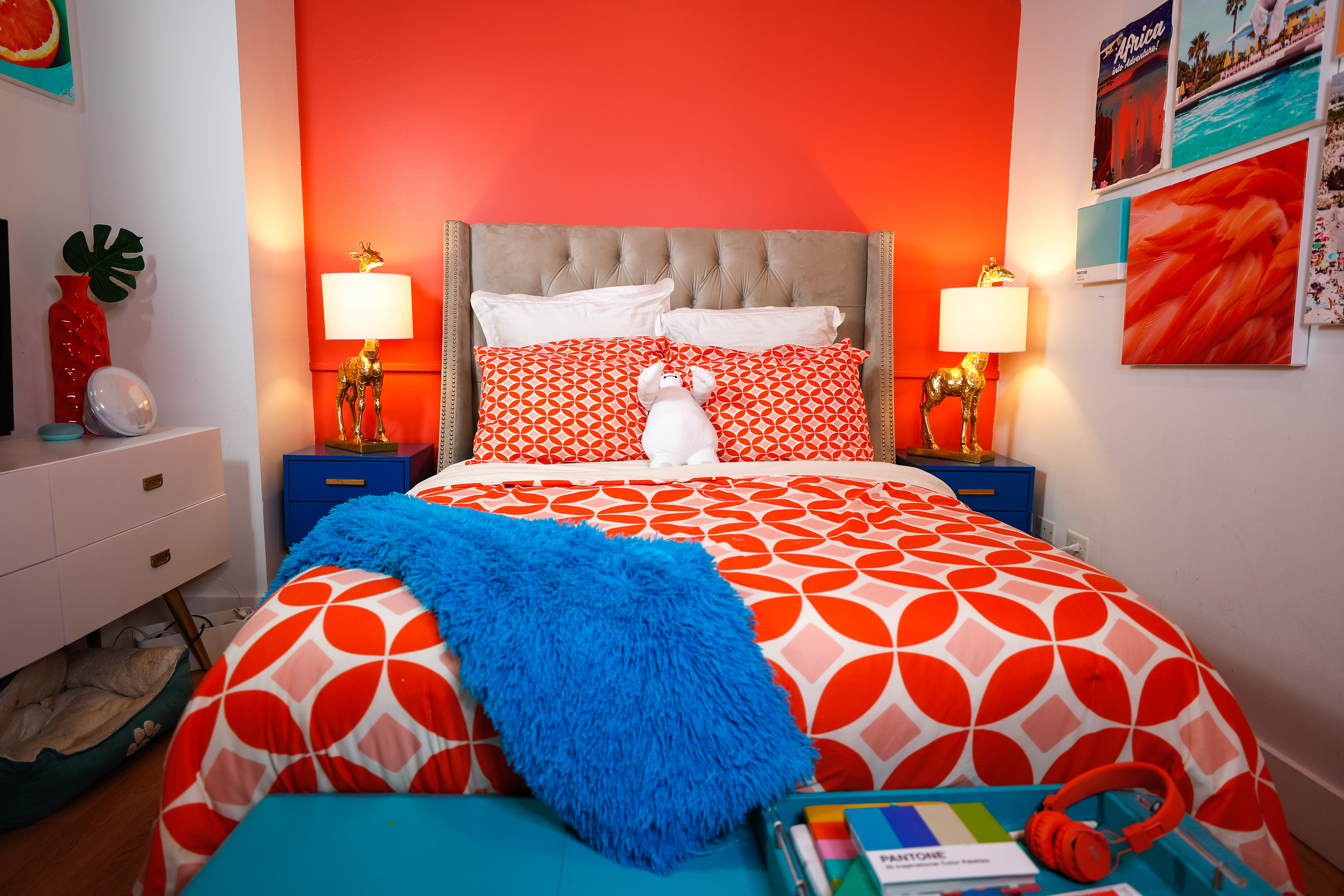 Mellow Coral Walls In The Master Bedroom