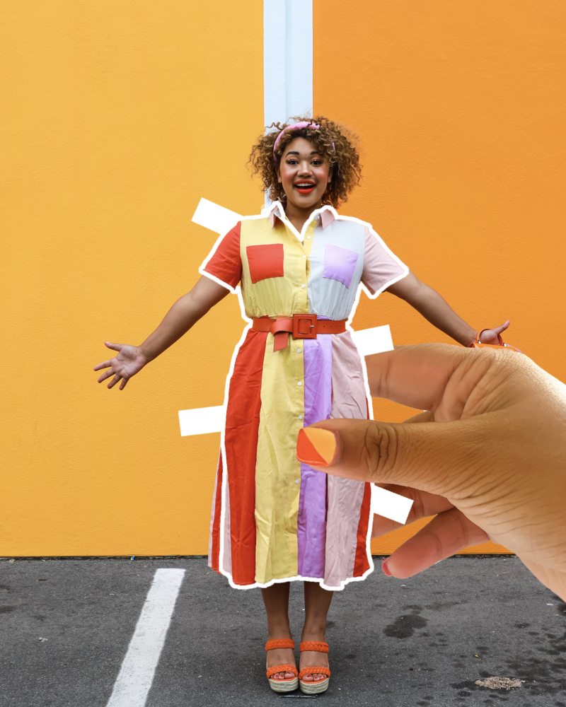 How to Wear an orange Colorblock dress