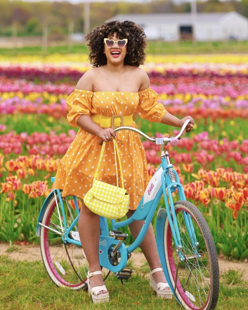 orange quinn dress polkadot yellow handbag